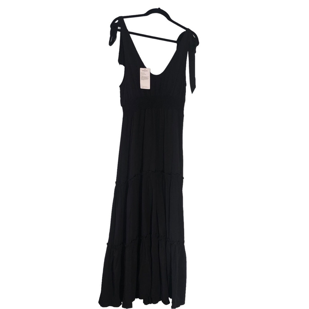 70% Viscose RETTYGARDEN Women's Casual  Black Boho  Dress V Neck Maxi Dresses. M